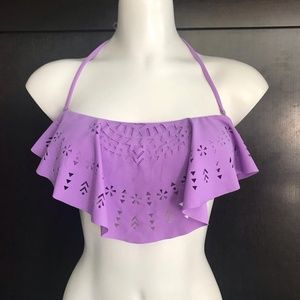 In Motion lilac laser cut bandeau bikini top